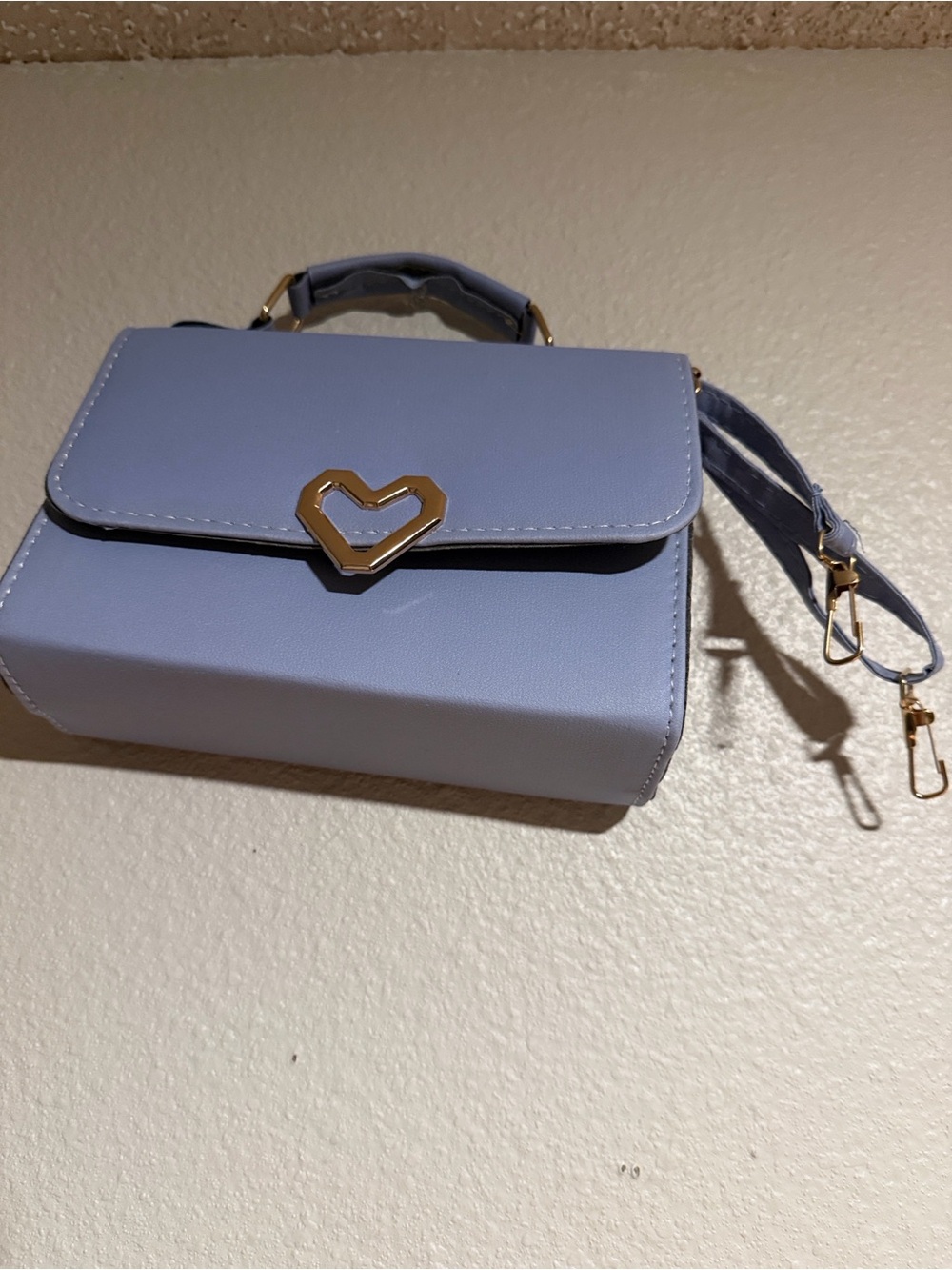Unbranded Pastel Blue Heart-Accent Crossbody Bag